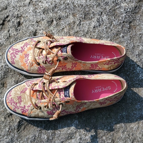 Sperry Classic CVO Sneakers Twig Pattern Tan Purple Orange Sz 9 M - Picture 13 of 13